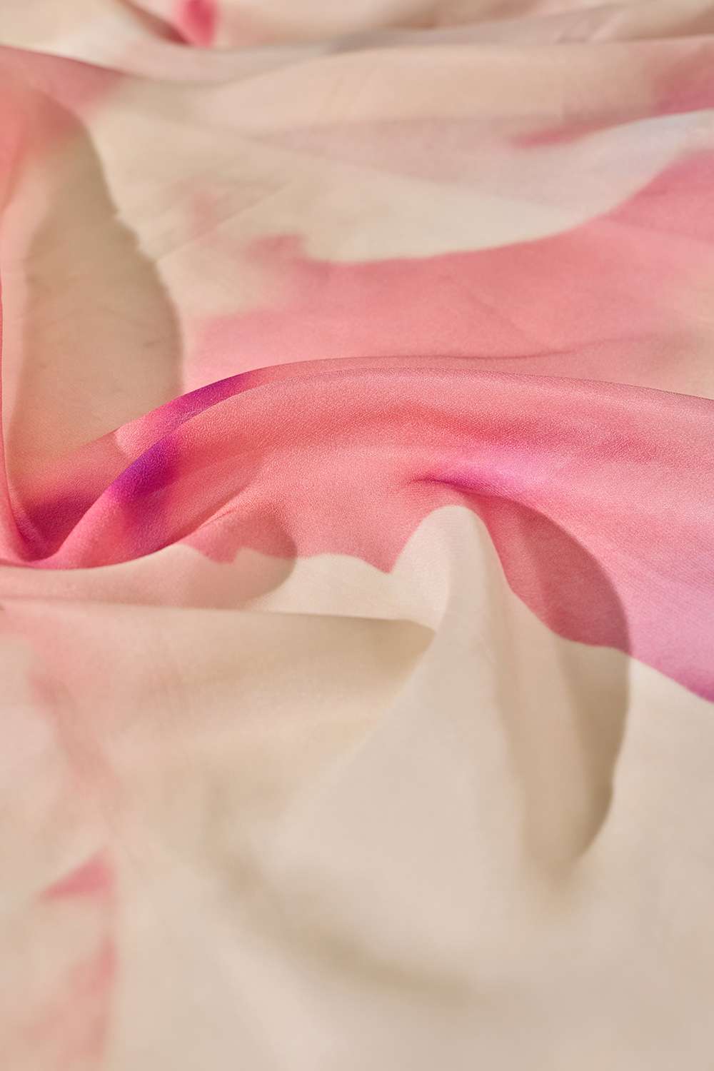 Pink Printed Viscose Crepe Saree image number null
