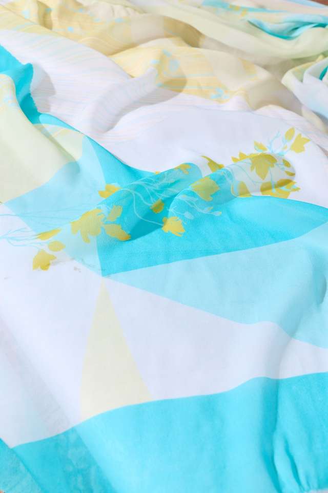 Light Green  Printed Viscose Crepe Saree thumbnail image number null