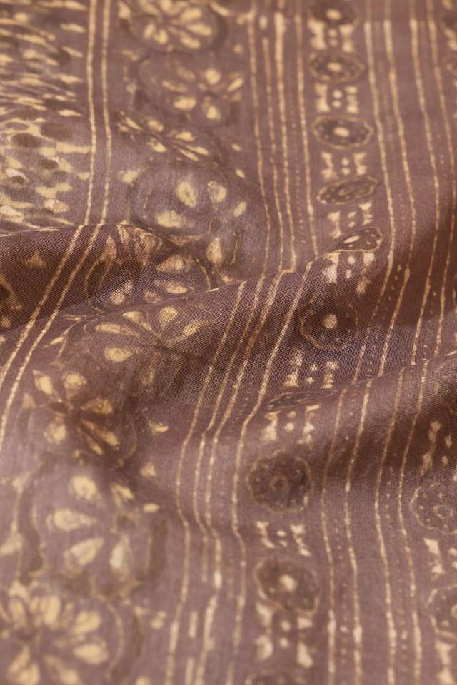 Beige Block Printed Pure Silk Cotton Chanderi Saree thumbnail image number null