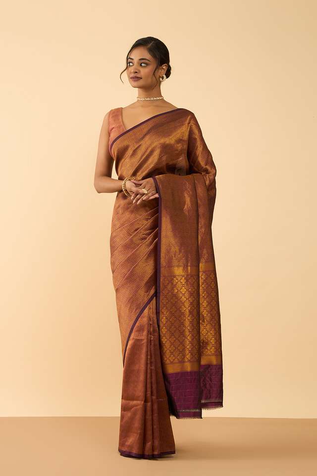 Purple Silk Viscose Brocade Banarasi Saree image number