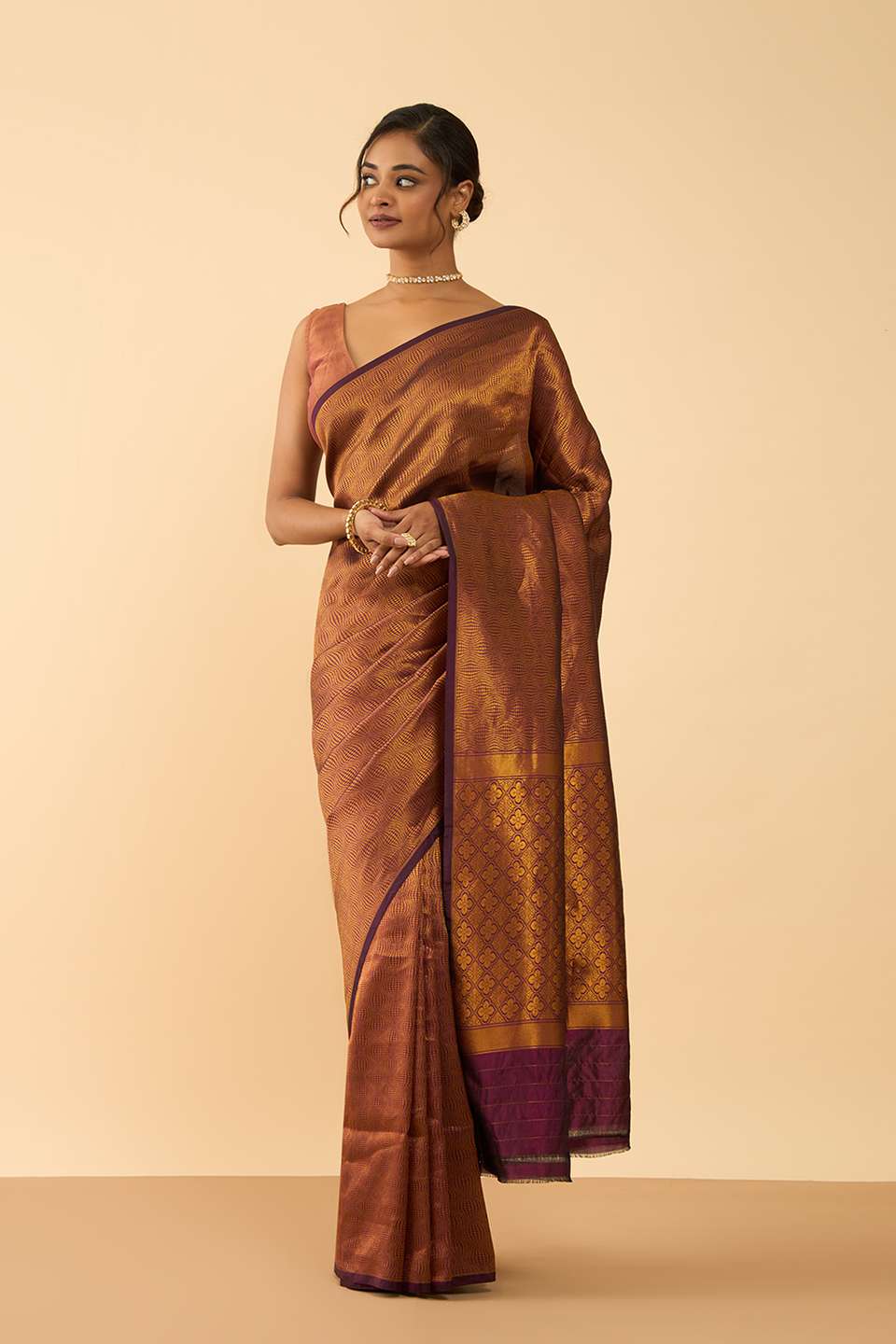 Purple Silk Viscose Brocade Banarasi Saree