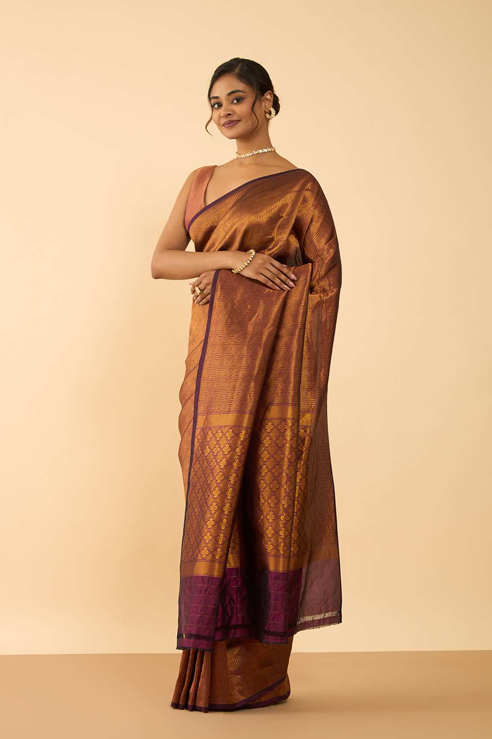 Purple Silk Viscose Brocade Banarasi Saree image number null
