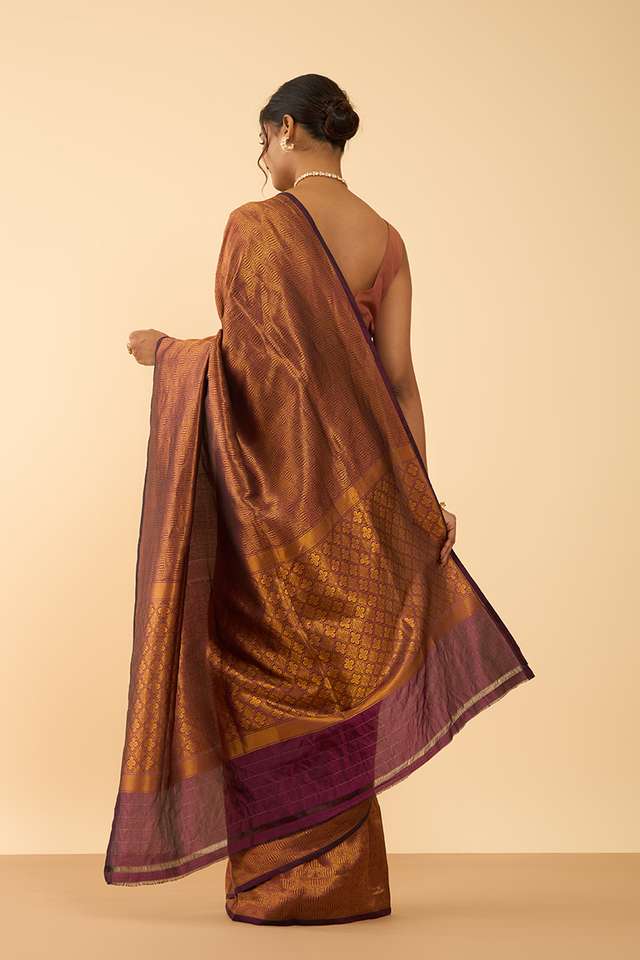 Purple Silk Viscose Brocade Banarasi Saree thumbnail image number null