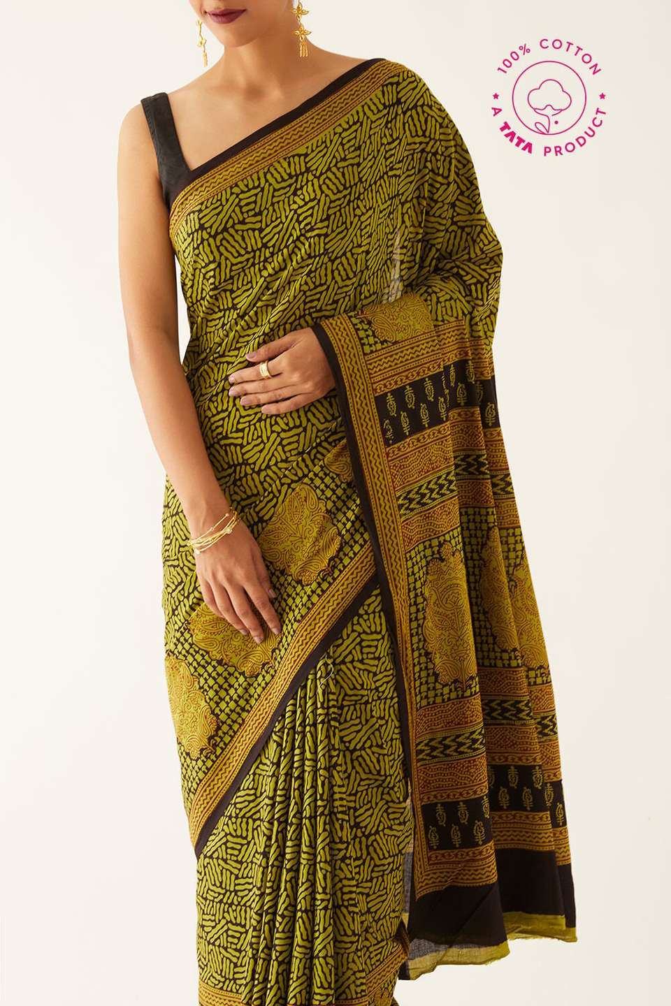 Light Green Pure Cotton Bagh Printed Saree