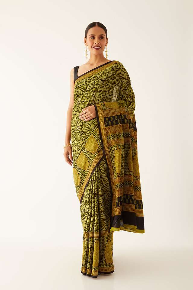 Light Green Pure Cotton Bagh Printed Saree thumbnail image number null