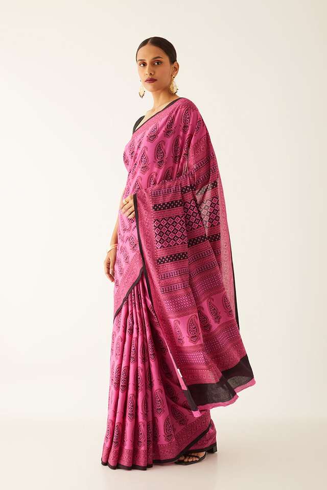 Pink Pure Cotton Bagh Printed Saree thumbnail image number null