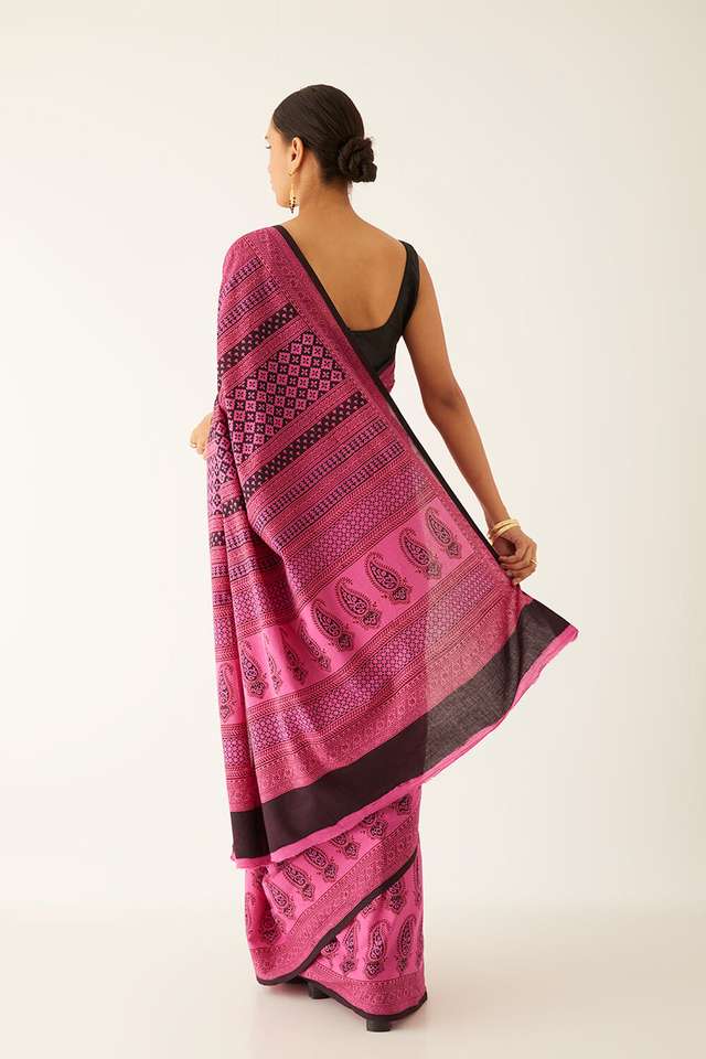Pink Pure Cotton Bagh Printed Saree thumbnail image number null
