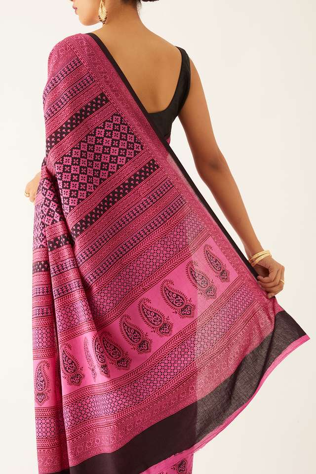 Pink Pure Cotton Bagh Printed Saree thumbnail image number null