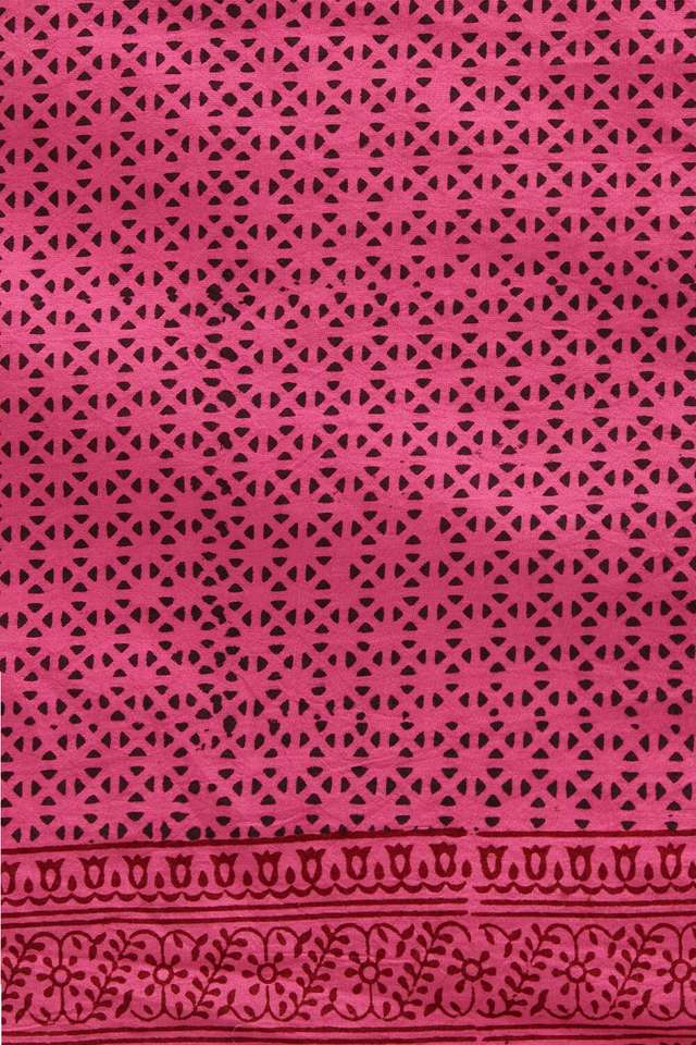Pink Pure Cotton Bagh Printed Saree thumbnail image number null