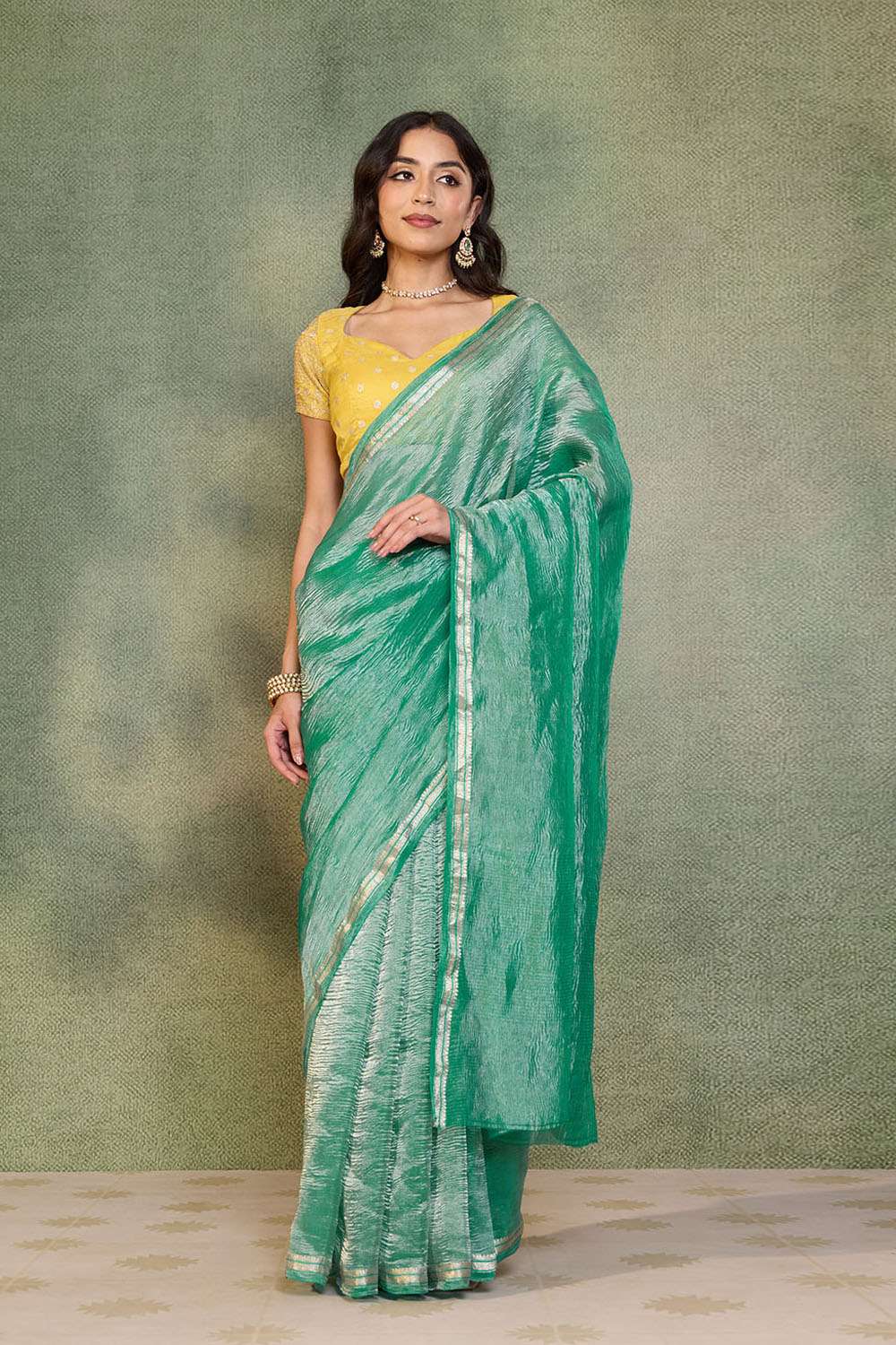 Light Green Pure Tissue Organza Woven Saree image number null