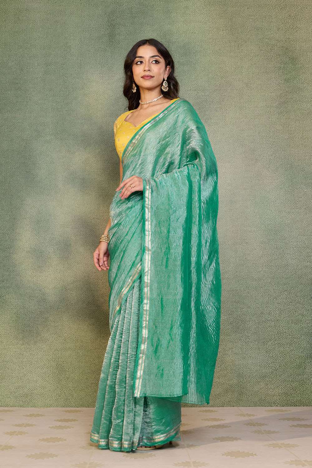 Light Green Pure Tissue Organza Woven Saree image number null