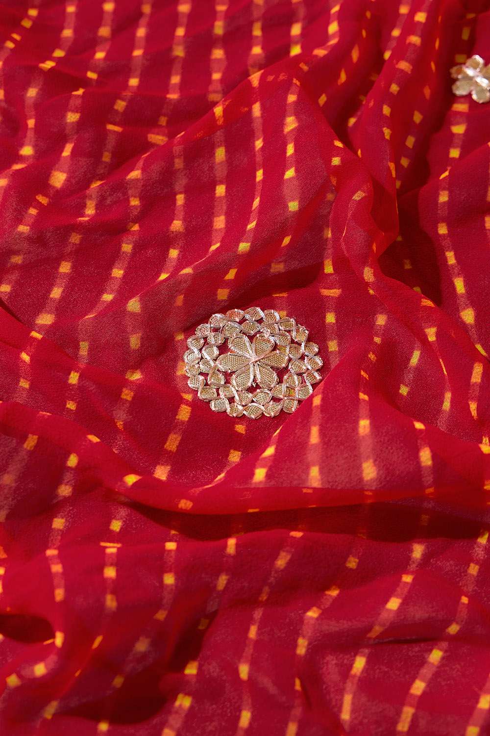 Red Pure Silk Georgette Embroidered Saree image number null