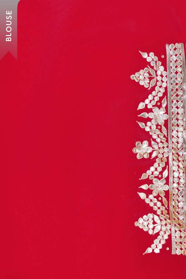Red Pure Silk Georgette Embroidered Saree thumbnail image number null