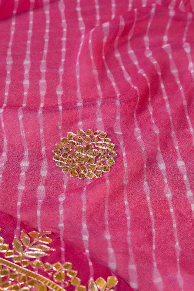 Pink Pure Silk Georgette Embroidered Saree thumbnail image number null