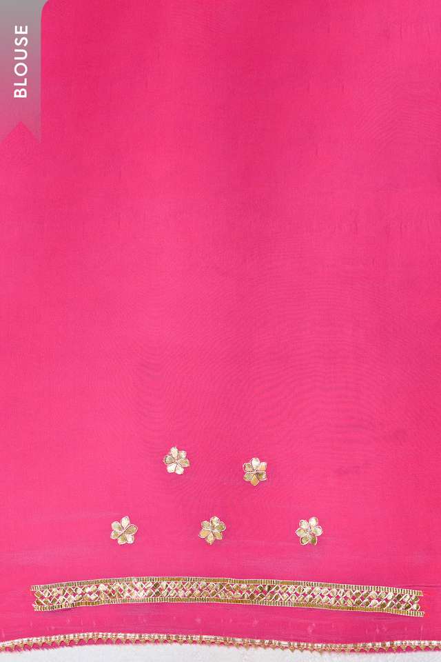 Pink Pure Silk Georgette Embroidered Saree thumbnail image number null