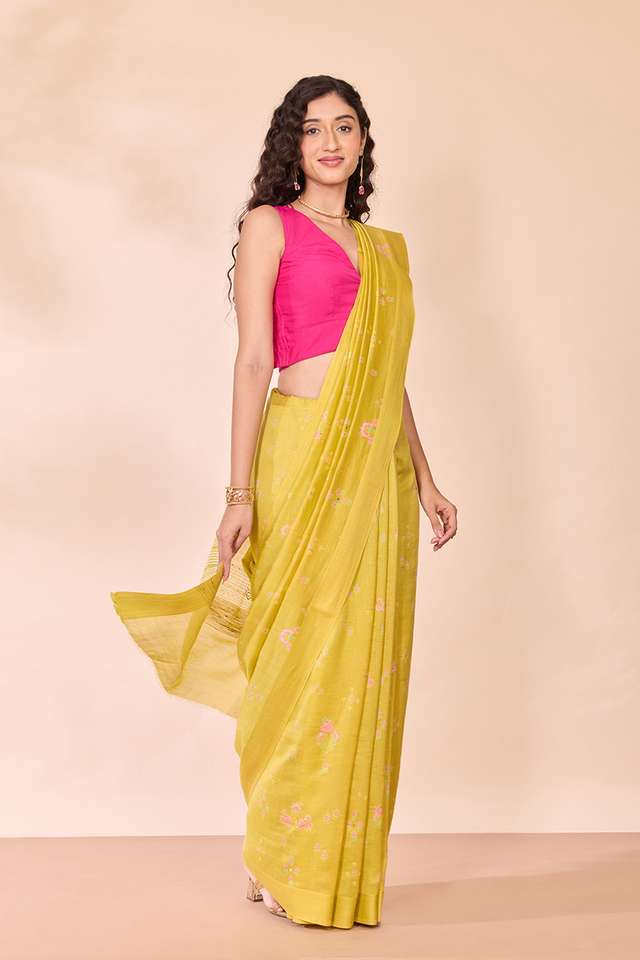Light Green Screen Printed Pure Silk Cotton Saree thumbnail image number null