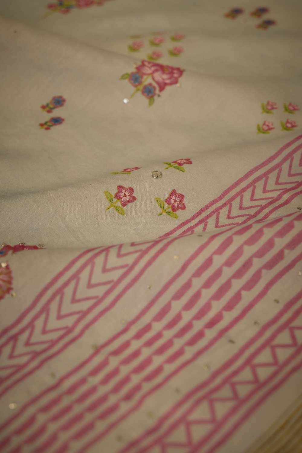 Light Blue Pure Silk Cotton Mukaish Saree image number null