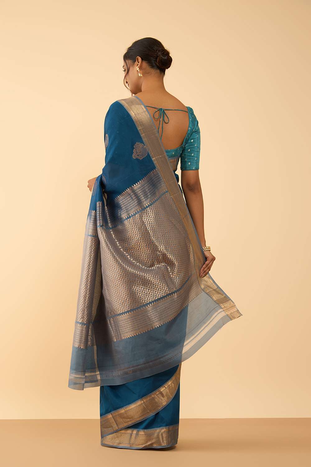 Dark Blue Woven Silk Viscose Saree image number null