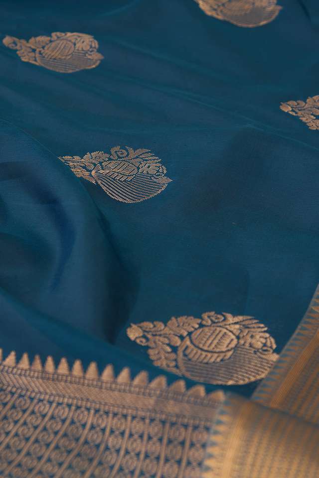 Dark Blue Woven Silk Viscose Saree thumbnail image number null