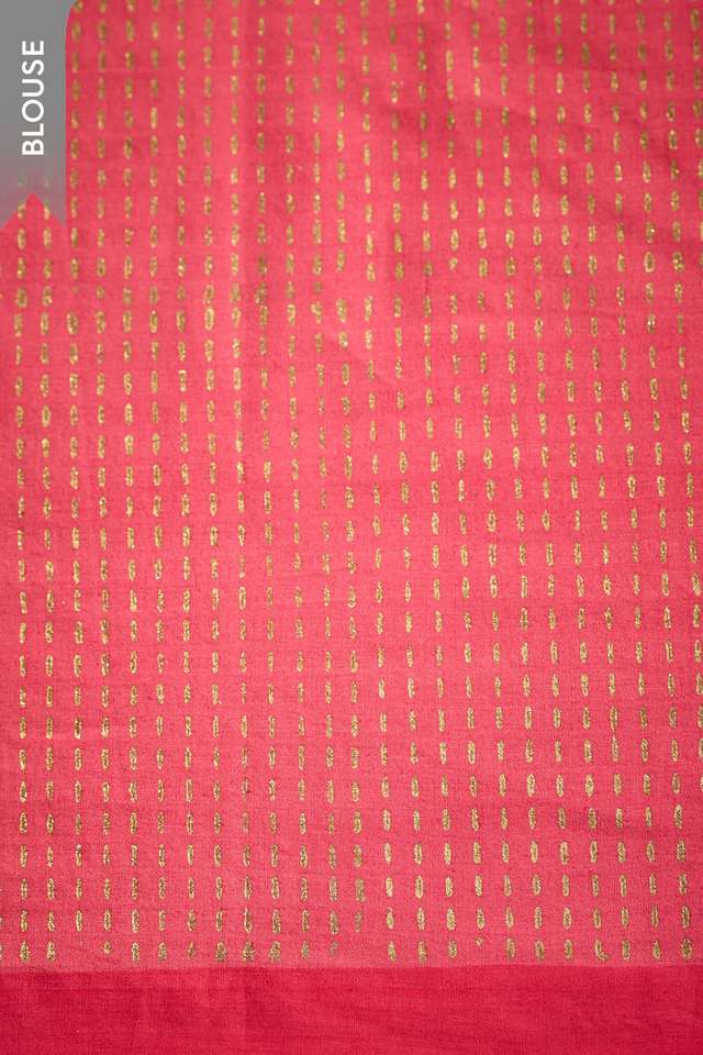 Dark Pink Pure Silk Cotton Block Printed Bengal Saree thumbnail image number null