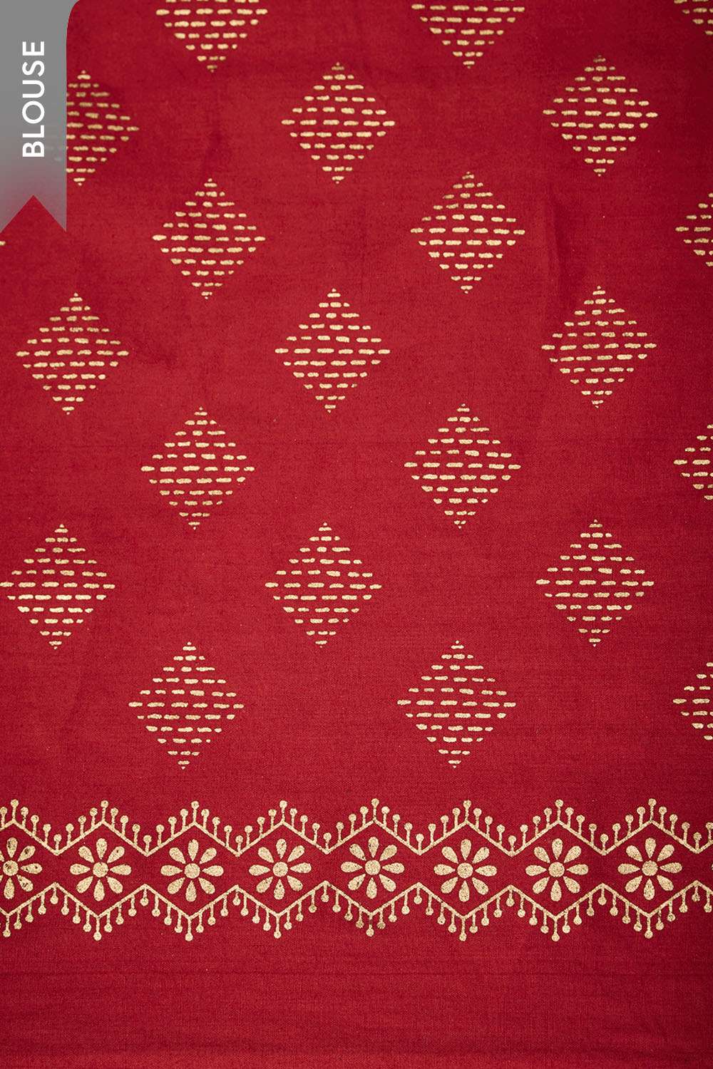 Light Red Bengal Pure Silk Cotton Block Printed Saree image number null