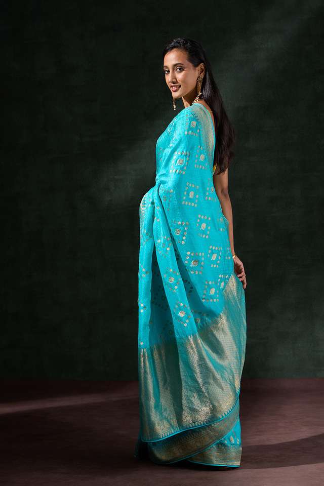 Blue Viscose Woven Saree thumbnail image number null