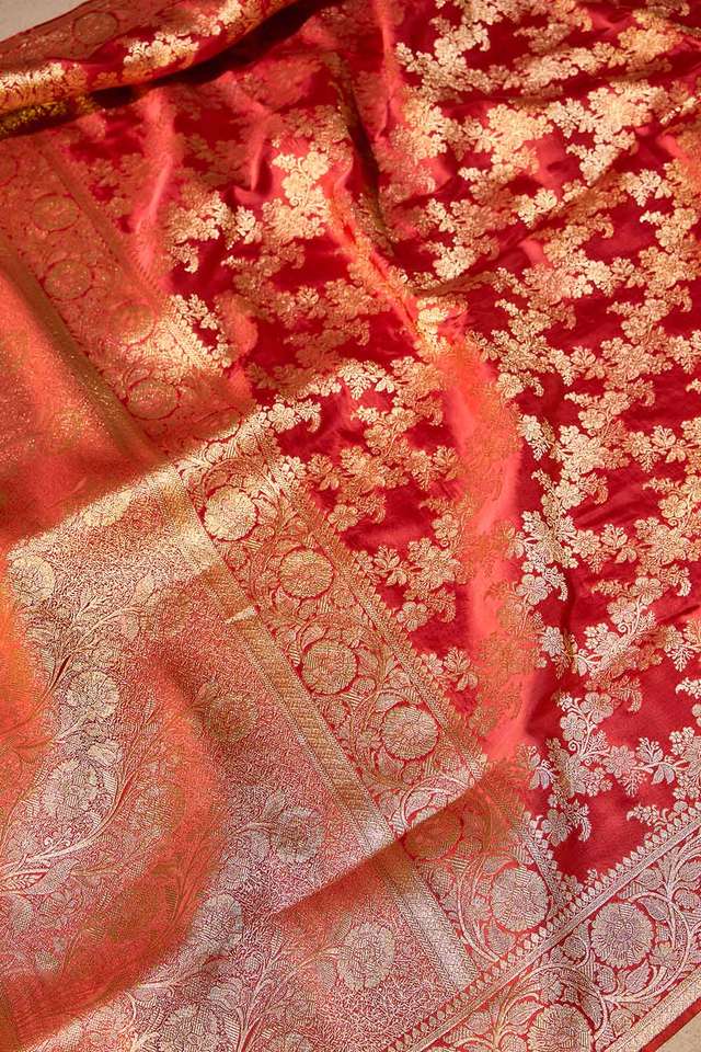Orange Woven Viscose Saree thumbnail image number null