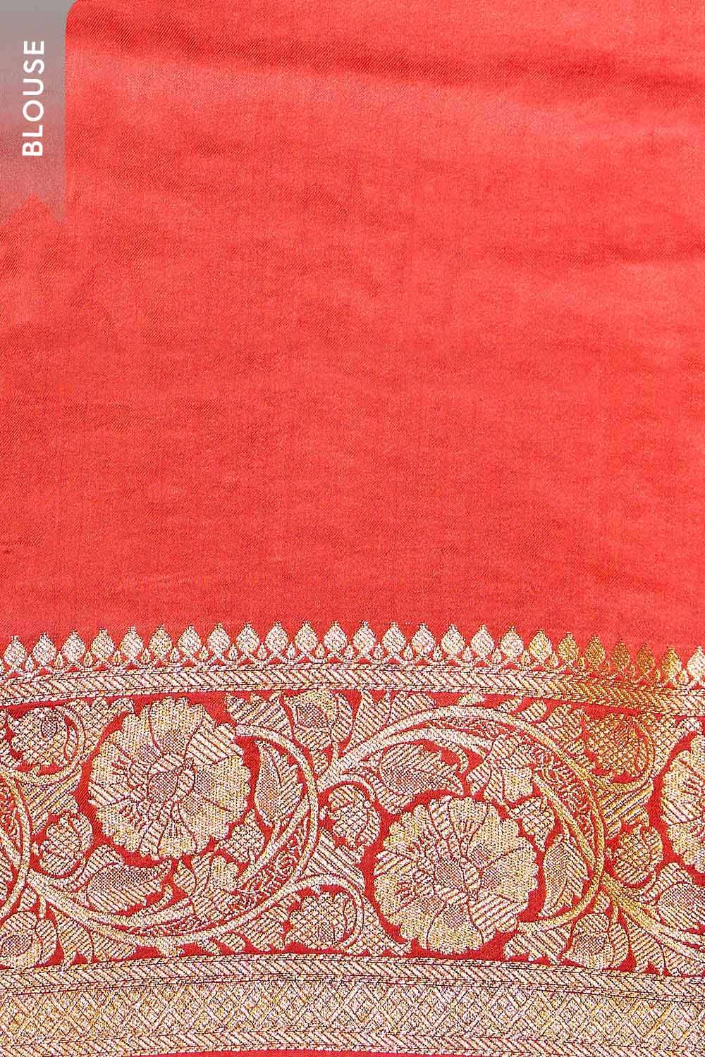 Orange Woven Viscose Saree image number null