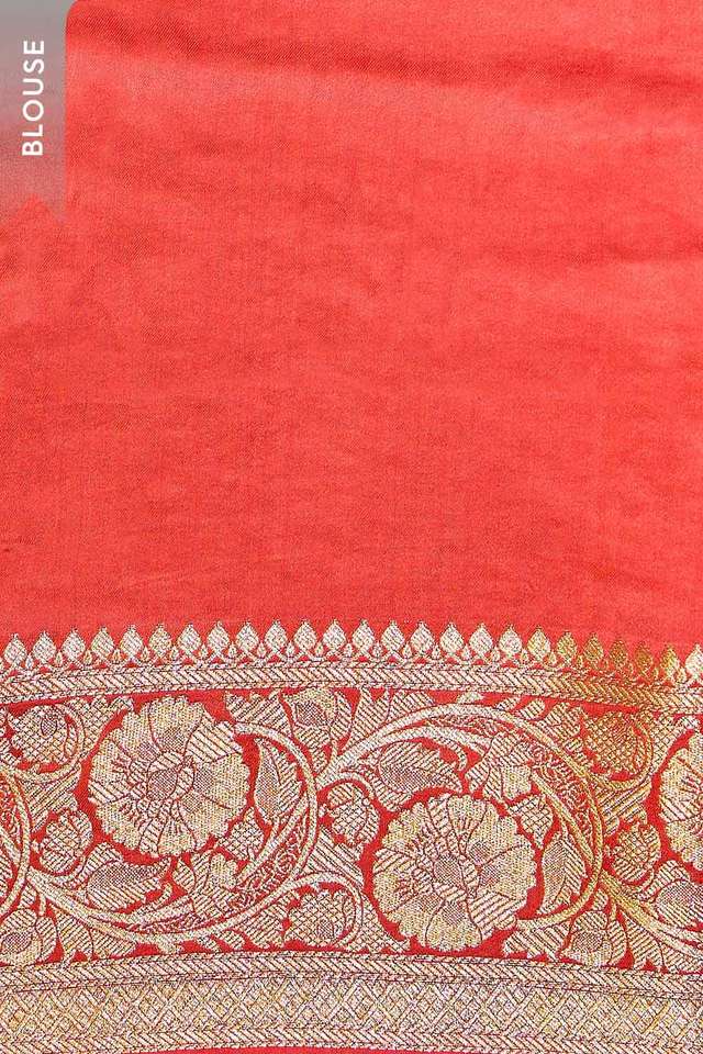 Orange Woven Viscose Saree thumbnail image number null