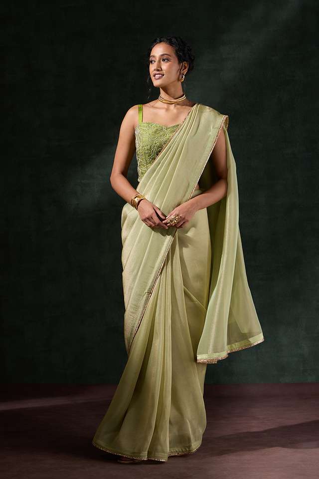 Green Woven Tissue Saree thumbnail image number null