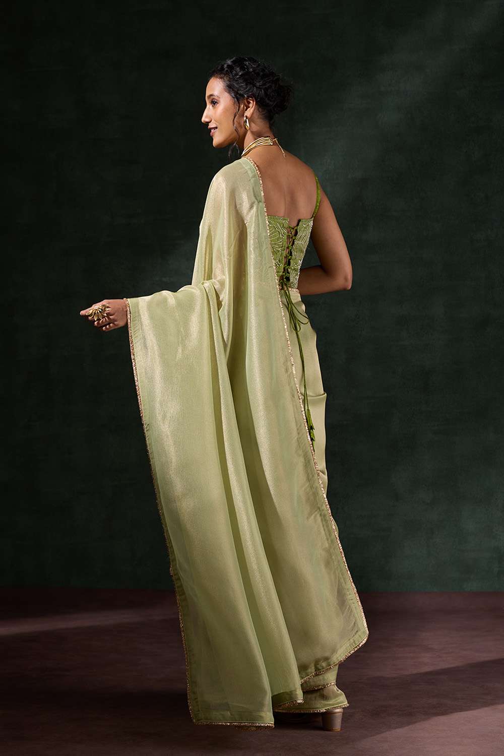 Green Woven Tissue Saree image number null