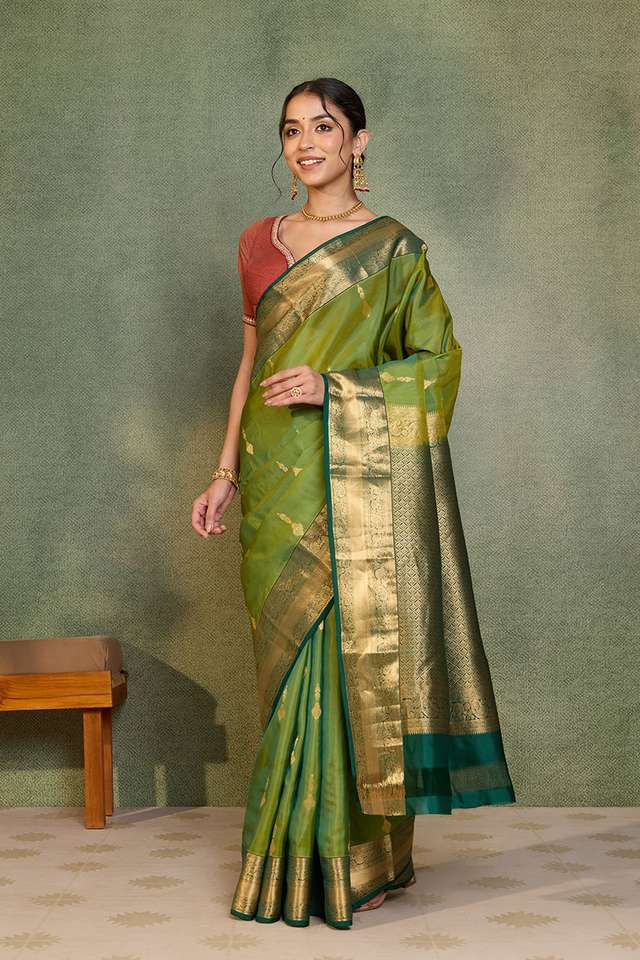 Green Woven Apsara Silk Viscose Saree thumbnail image number null