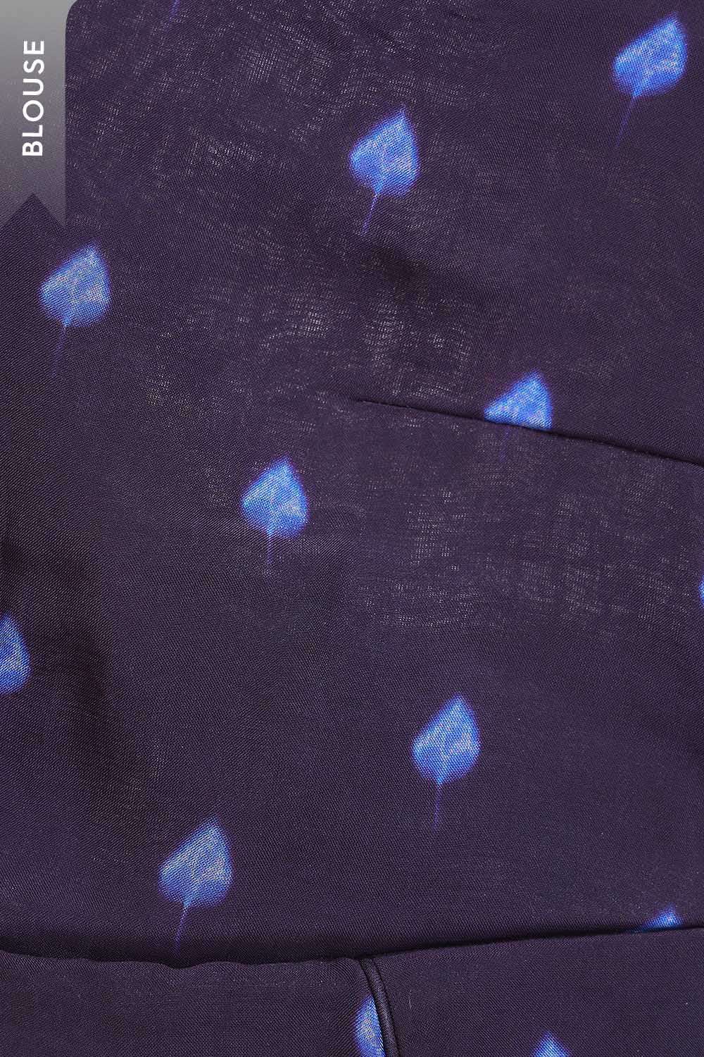 Dark Blue Printed Viscose Organza Kantha Saree image number null