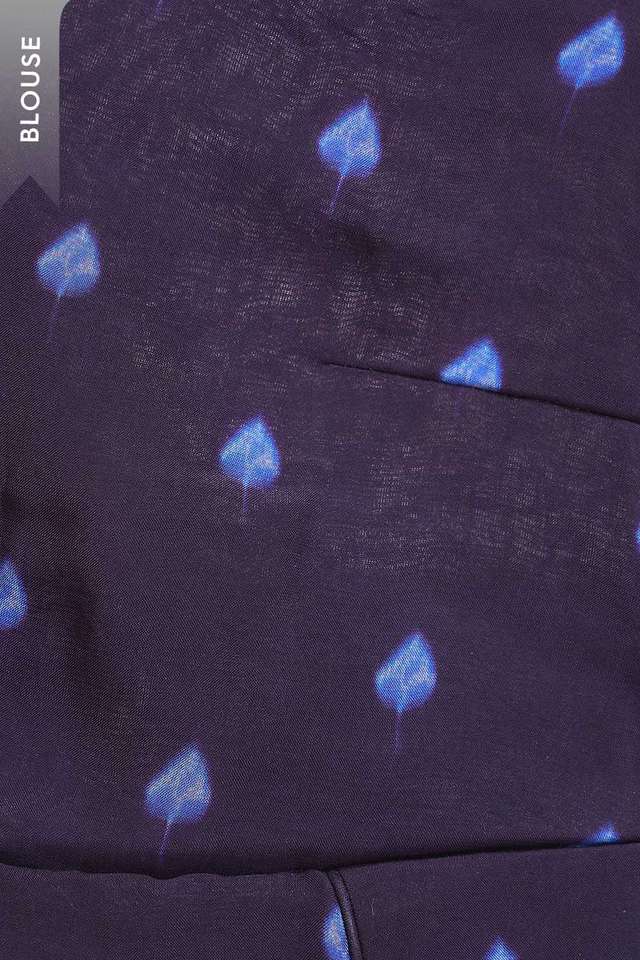 Dark Blue Printed Viscose Organza Kantha Saree thumbnail image number null