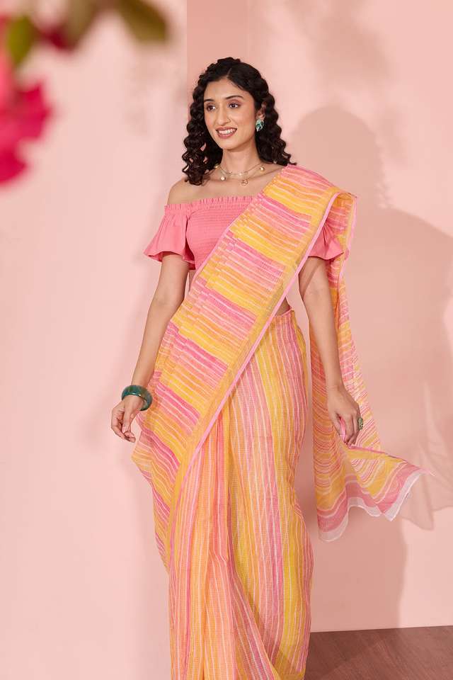 Orange Rajasthan Pure Cotton Kota Printed Sanganeri Saree image number