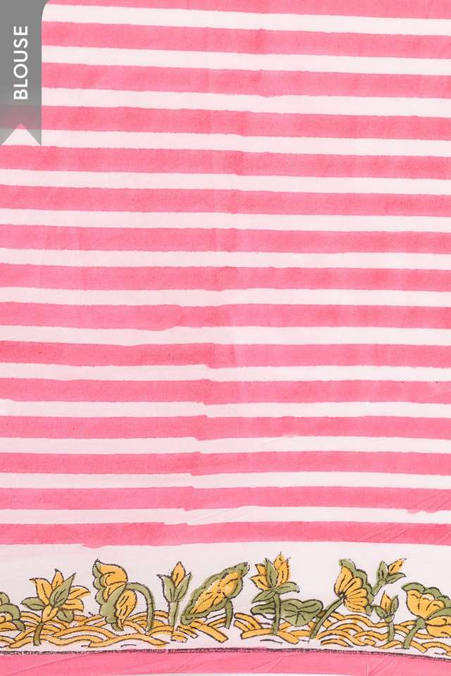Off White Rajasthan Pure Cotton Kota Printed Sanganeri Saree thumbnail image number null