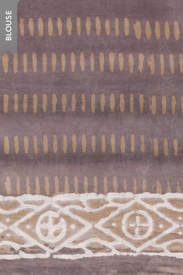 Grey Rajasthan Dabu Block Printed Pure Cotton Kota Saree thumbnail image number null
