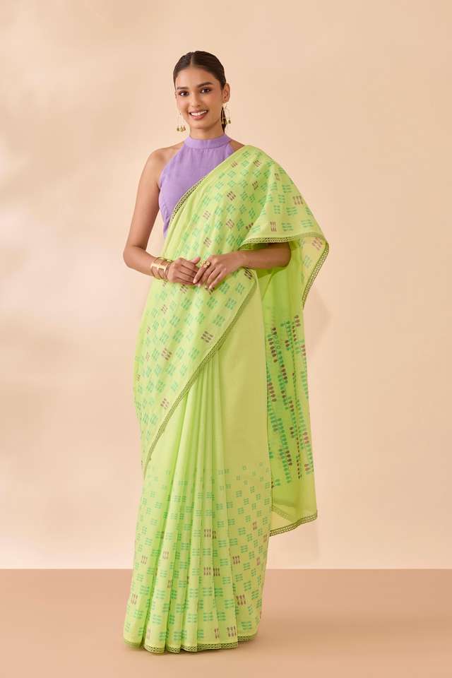 Light Green Screen Printed Bengal Pure Cotton Saree thumbnail image number null