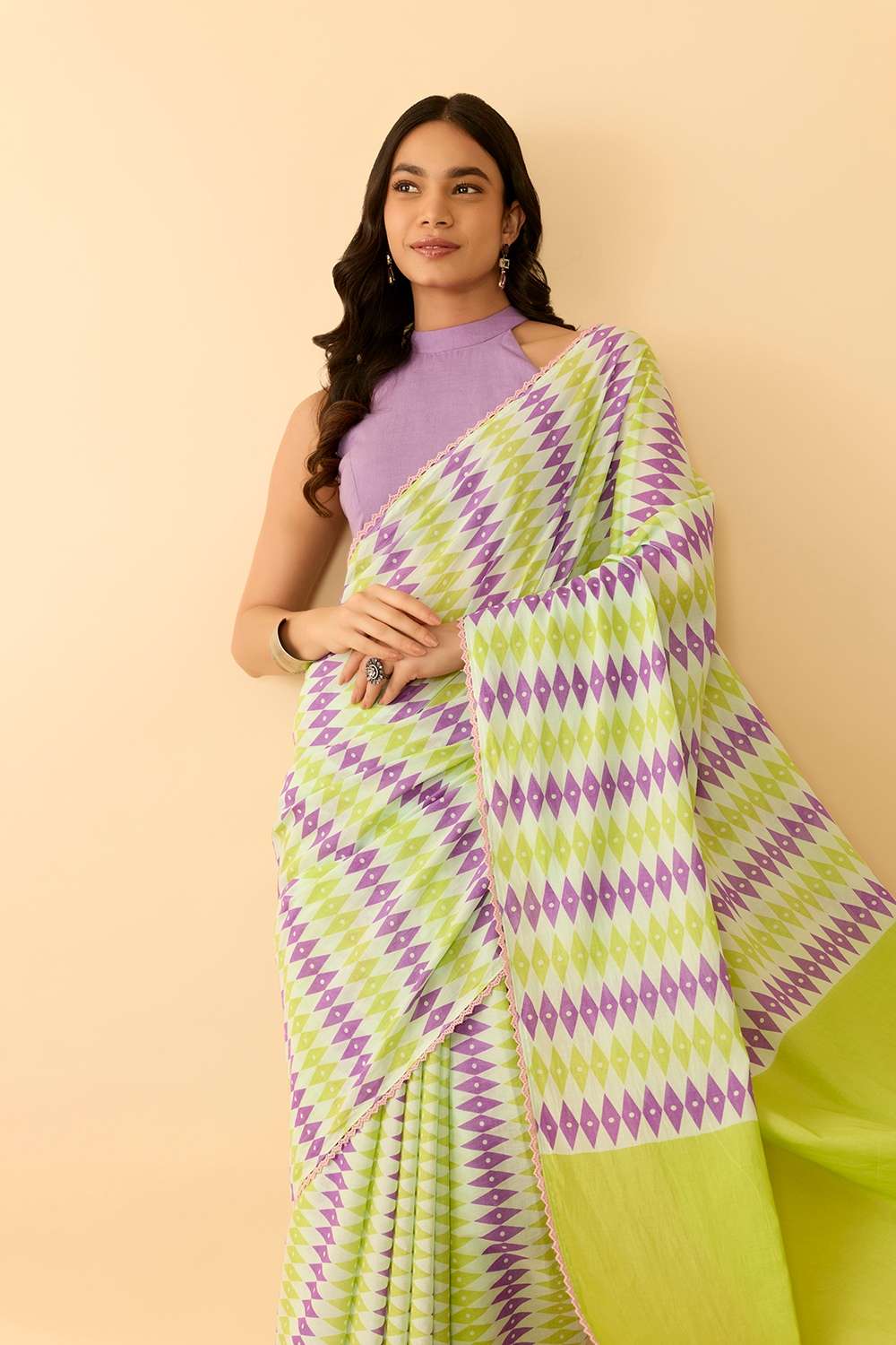 Light Green Screen Printed Bengal Pure Cotton Saree image number null