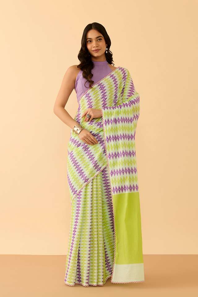 Light Green Screen Printed Bengal Pure Cotton Saree thumbnail image number null