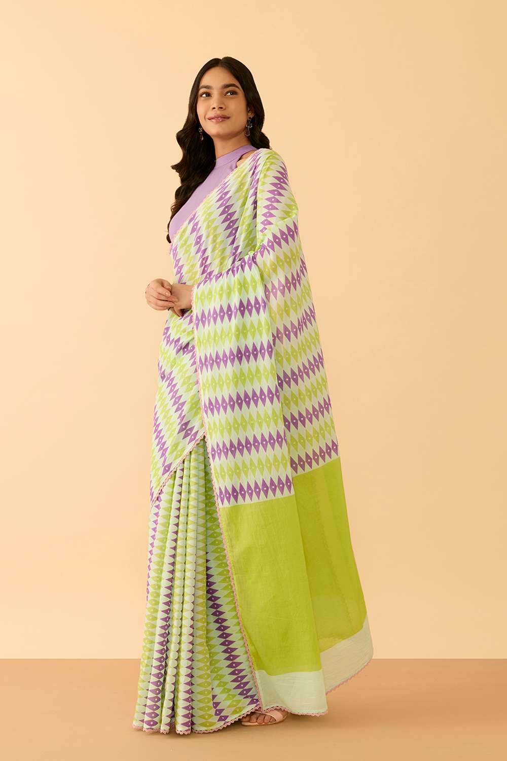 Light Green Screen Printed Bengal Pure Cotton Saree image number null