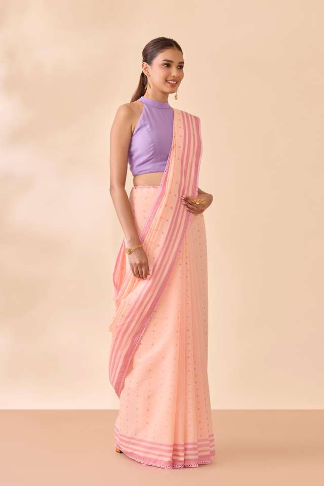Light Orange Screen Printed Bengal Pure Cotton Saree thumbnail image number null