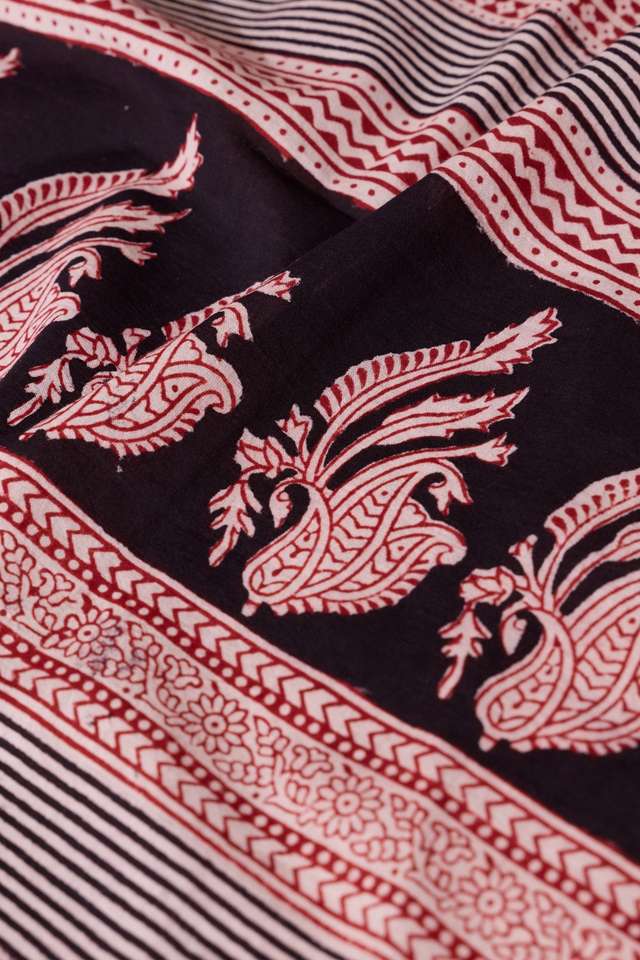 Black Bagh Block Printed Pure Cotton Saree thumbnail image number null