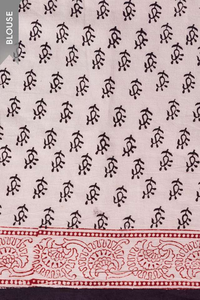 Black Bagh Block Printed Pure Cotton Saree thumbnail image number null