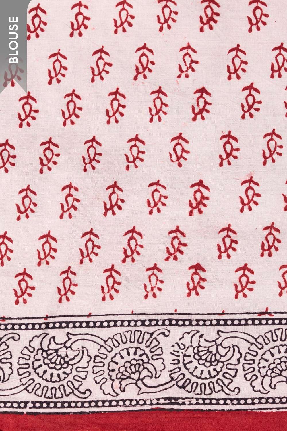 Red Bagh Block Printed Pure Cotton Saree image number null