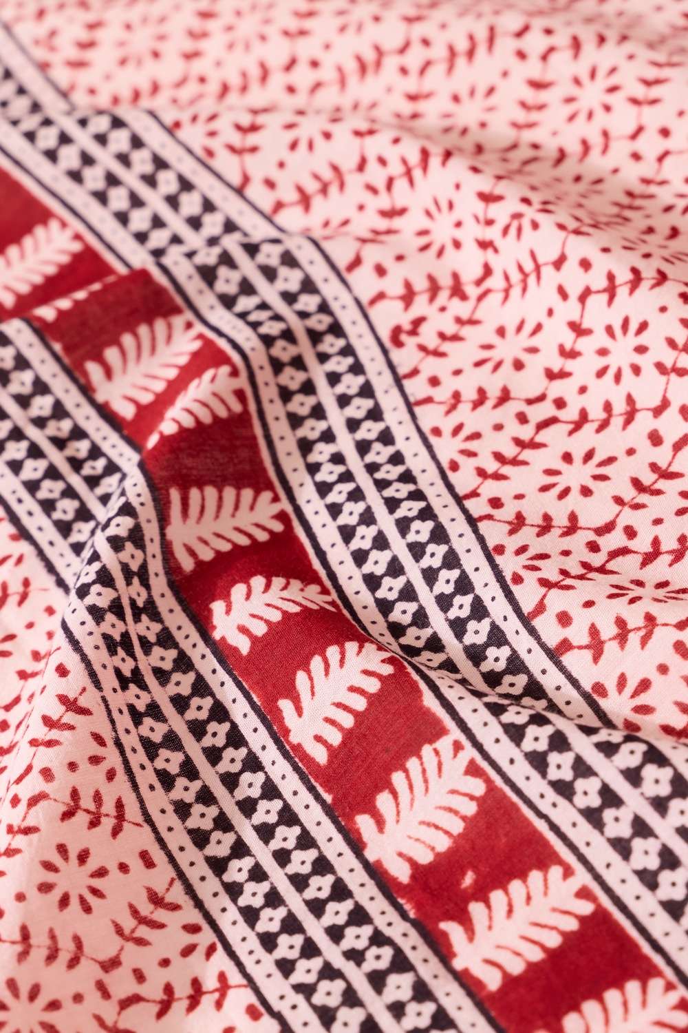 Red Bagh Block Printed Pure Cotton Saree image number null
