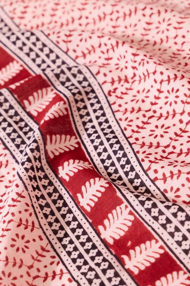 Red Bagh Block Printed Pure Cotton Saree thumbnail image number null