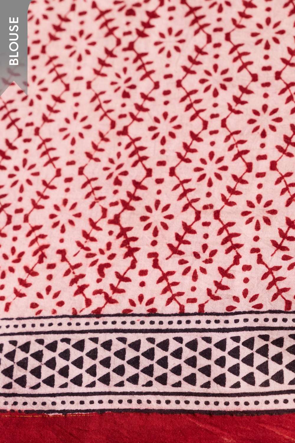 Red Bagh Block Printed Pure Cotton Saree image number null
