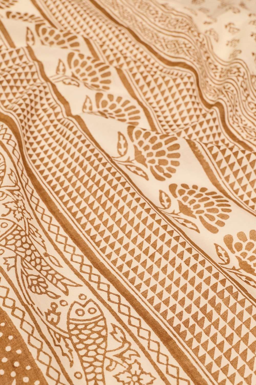 Off White Cotton Bagh Block Printed Saree image number null