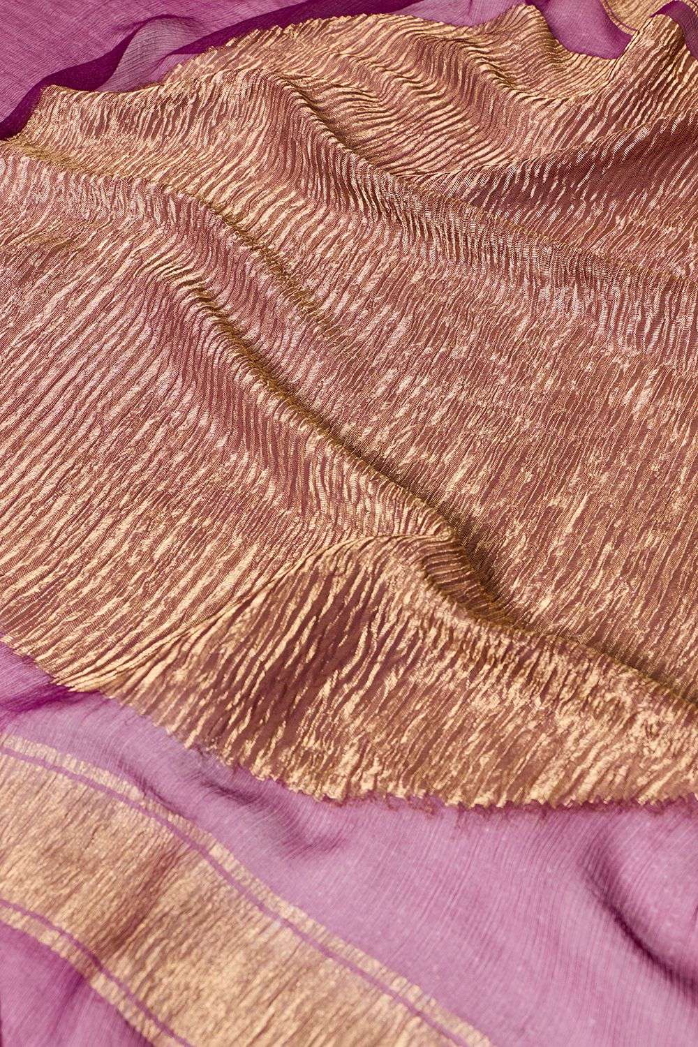 Purple Woven Pure Silk Chiffon Saree image number null